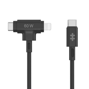 HYPER HyperJuice USB cable USB 2.0 1.5 m USB C USB C/Lightning 60 W Black