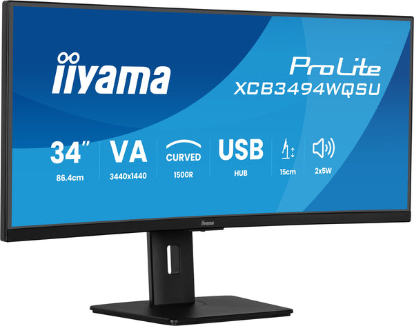 iiyama ProLite 34” Curved Ultra-Wide Monitor (XCB3494WQSU-B1)