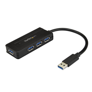StarTech.com 4 Port USB 3.0 Hub (SuperSpeed 5Gbps) with Fast Charge – Portable USB 3.2 Gen1 Type-A Laptop/Desktop Hub - USB Bus Power or Self Powered for High Performance – Mini/Compact