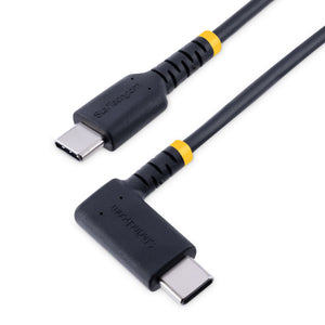 StarTech.com 1ft (30cm) USB-C Fast Charging Cable, Rugged, Right-Angled, Charge & Sync, 60W (3A) PD, USB 2.0, TPE Jacket and Aramid Fiber - USB C Charging Cord
