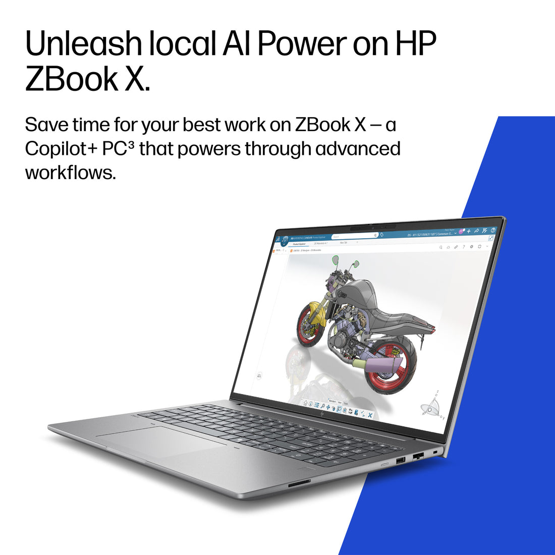 HP DX1L3EA laptop Copilot+ PC Intel Core Ultra 7 40.6 cm (16") 2.5K 48 GB DDR5-SDRAM 1 TB SSD NVIDIA RTX PRO 1000 Blackwell Wi-Fi 7 (802.11be) Windows 11 Pro AI Workstation, AI PC Silver