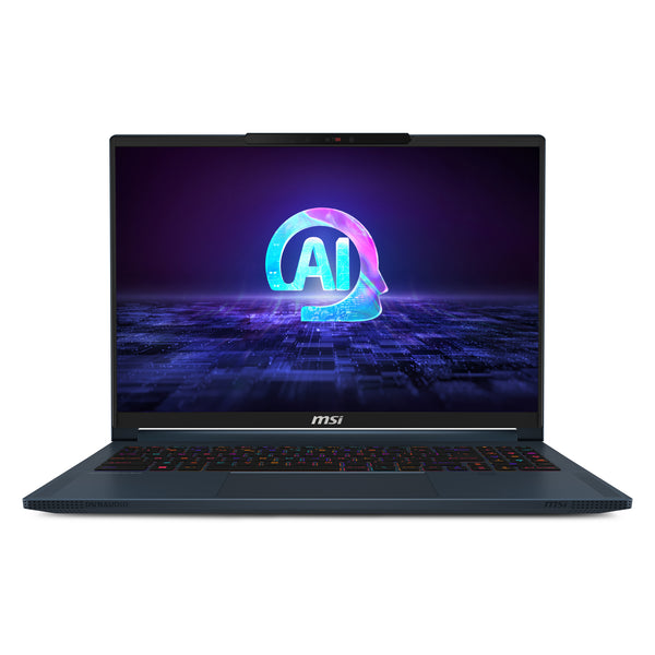 MSI Stealth 16 AI STUDIO A1VIG-001UK Intel Core Ultra 9 185H Laptop 40.6 cm (16") UHD+ 32 GB DDR5-SDRAM 2 TB SSD NVIDIA GeForce RTX 4090 Wi-Fi 7 (802.11be) Windows 11 Pro Blue