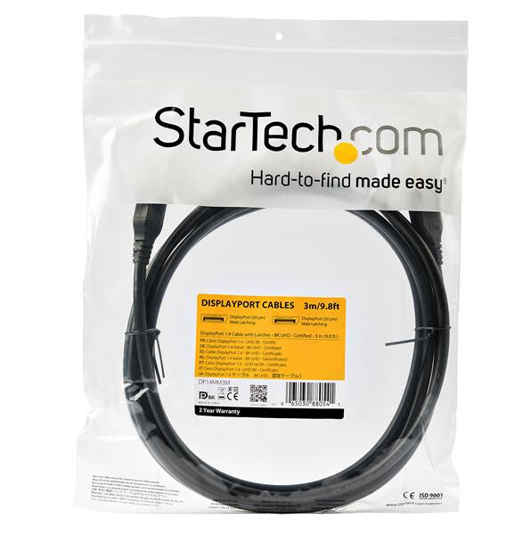StarTech.com 10ft (3m) VESA Certified DisplayPort 1.4 Cable, 8K 60Hz HBR3 HDR, UHD DisplayPort to DisplayPort Monitor Cord, Ultra HD 4K 120Hz DP 1.4 Video Cable M/M DP Connector