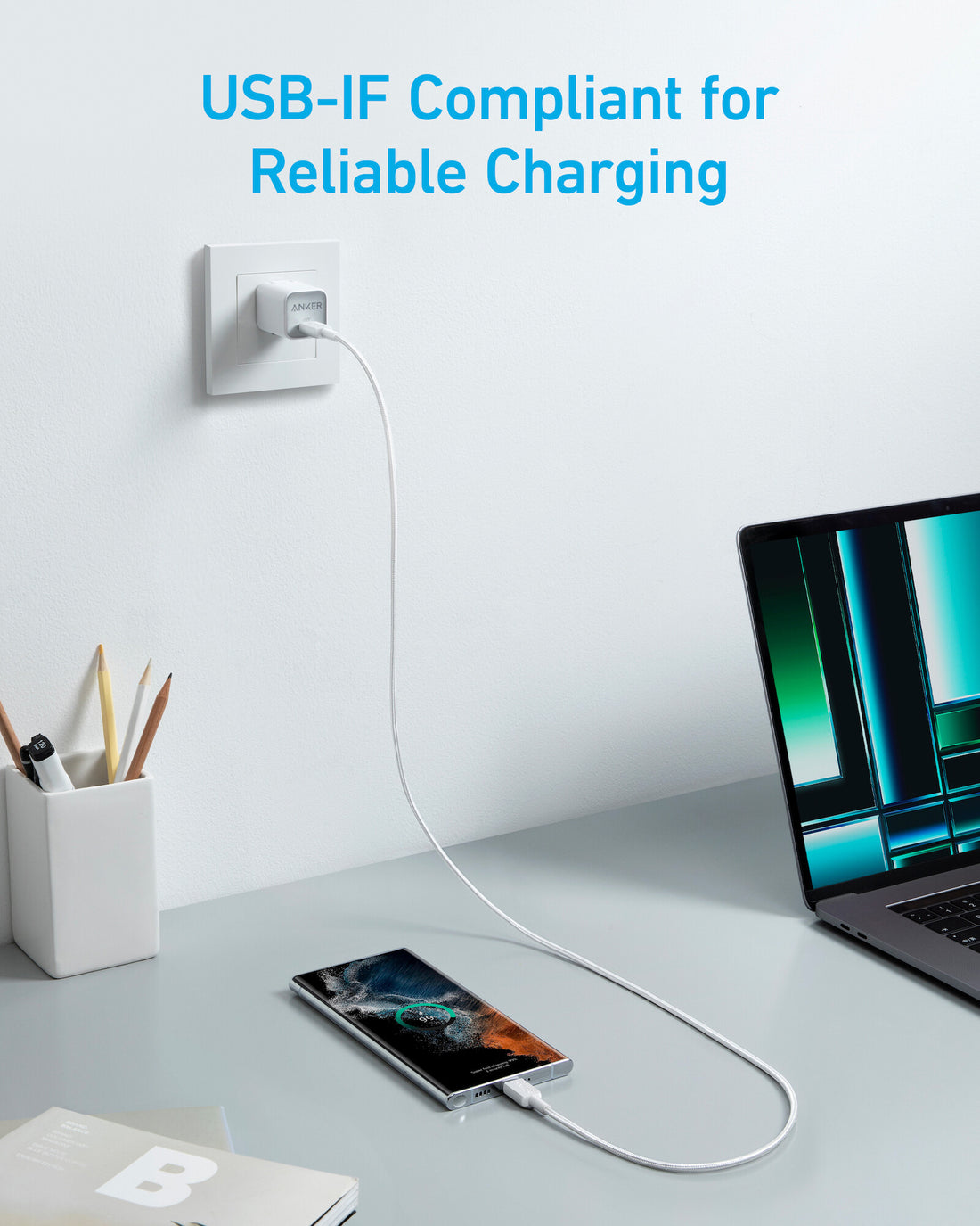 Anker Braided USB-C to USB-C Charging Cable 0.9 m, White