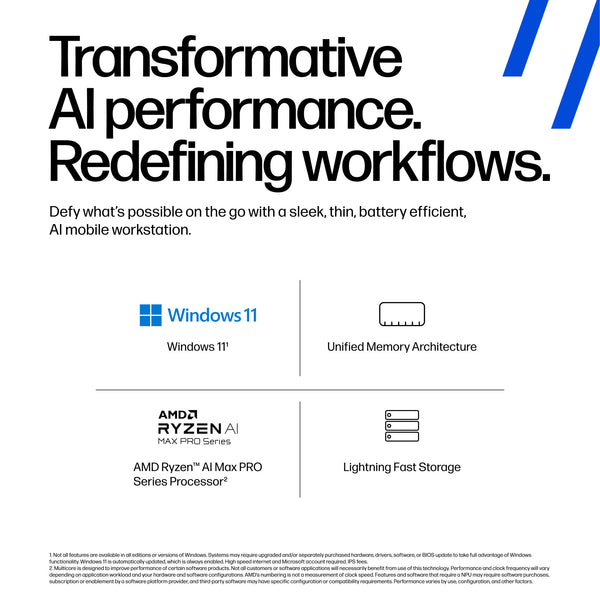HP None Copilot+ PC AMD Ryzen AI Max+ PRO PRO 395 35.6 cm (14") Touchscreen 2.8K 128 GB LPDDR5x-SDRAM 1 TB SSD Wi-Fi 7 (802.11be) Windows 11 Pro AI Workstation, AI PC Silver