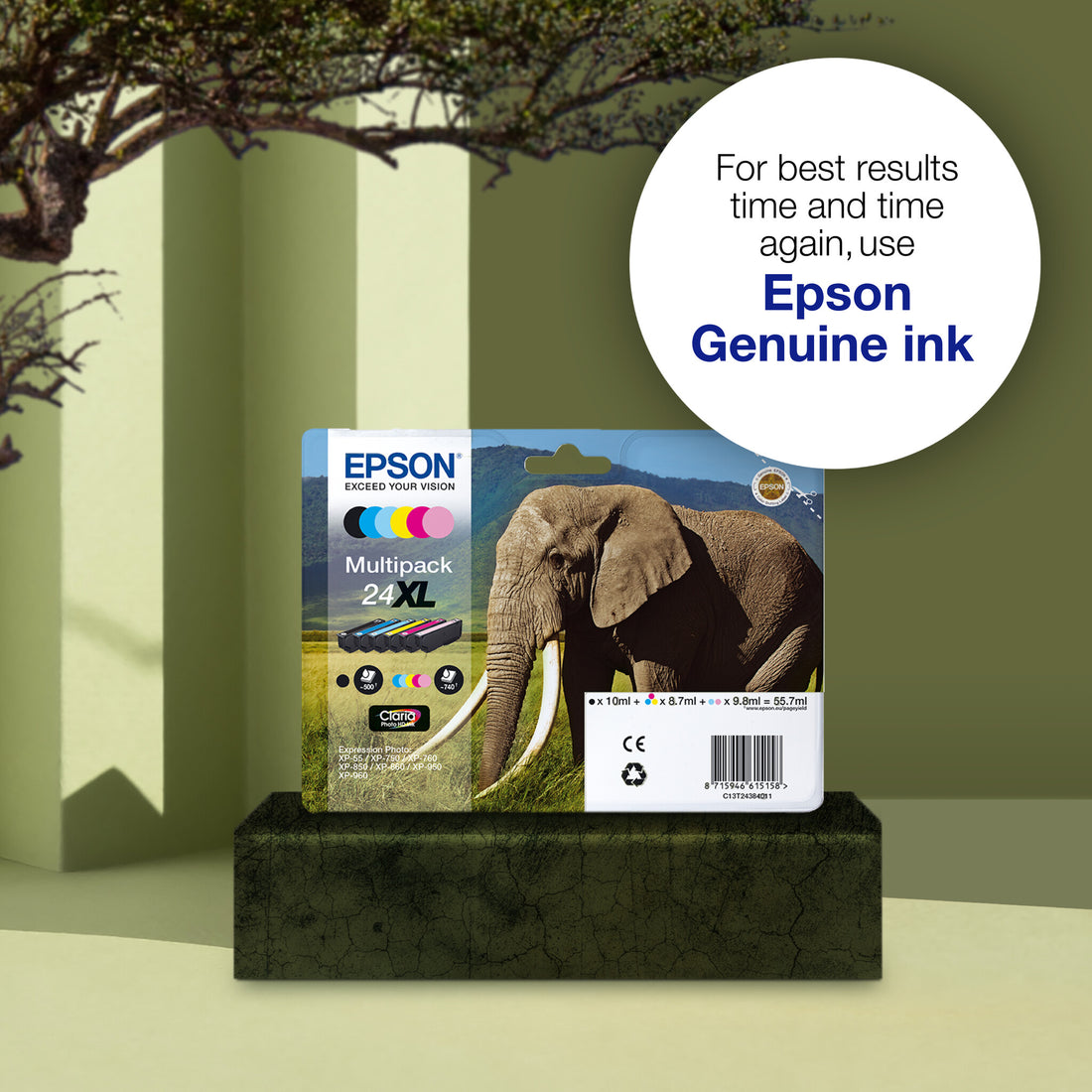 Epson Elephant 24XL Claria Photo HD Single Black Ink
