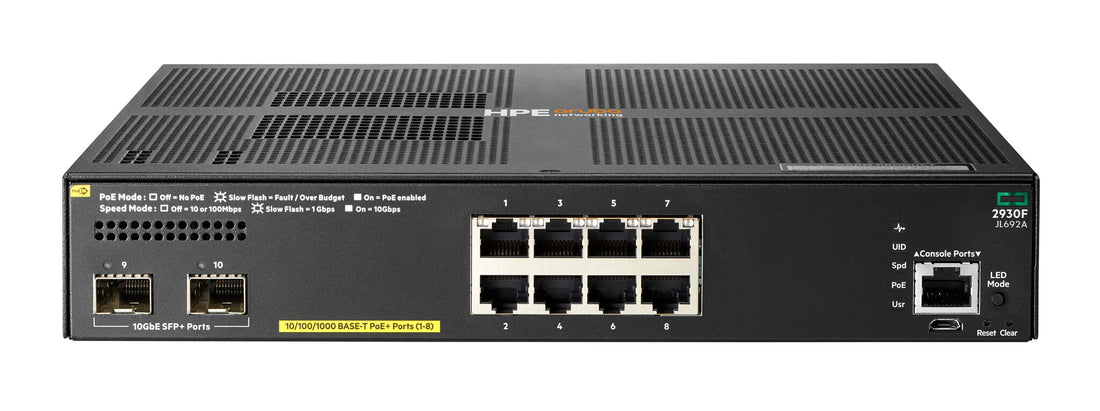 HPE Aruba Networking 2930F 8G PoE+ 2SFP+ TAA-compliant Switch