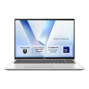 ASUS Vivobook 16 X1607AA-MB019W Copilot+ PC Intel Core Ultra 5 325 Laptop 40.6 cm (16") WUXGA 16 GB DDR5-SDRAM 512 GB SSD Wi-Fi 6 (802.11ax) Windows 11 Home Silver