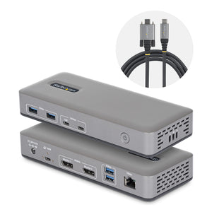 StarTech.com Dual-Monitor USB-C Docking Station, DisplayPort, 4K 60Hz, 100W Laptop Charging, 1GbE, Driverless, Multi-Monitor Dock For Windows