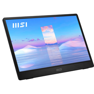 MSI Pro MP161 15.6" Portable Monitor, Adjustable kickstand, FHD (1920 x 1080), 60Hz, IPS, 2x USB-C, Mini HDMI, Speakers, Anti-Flicker, Less Blue light, Black