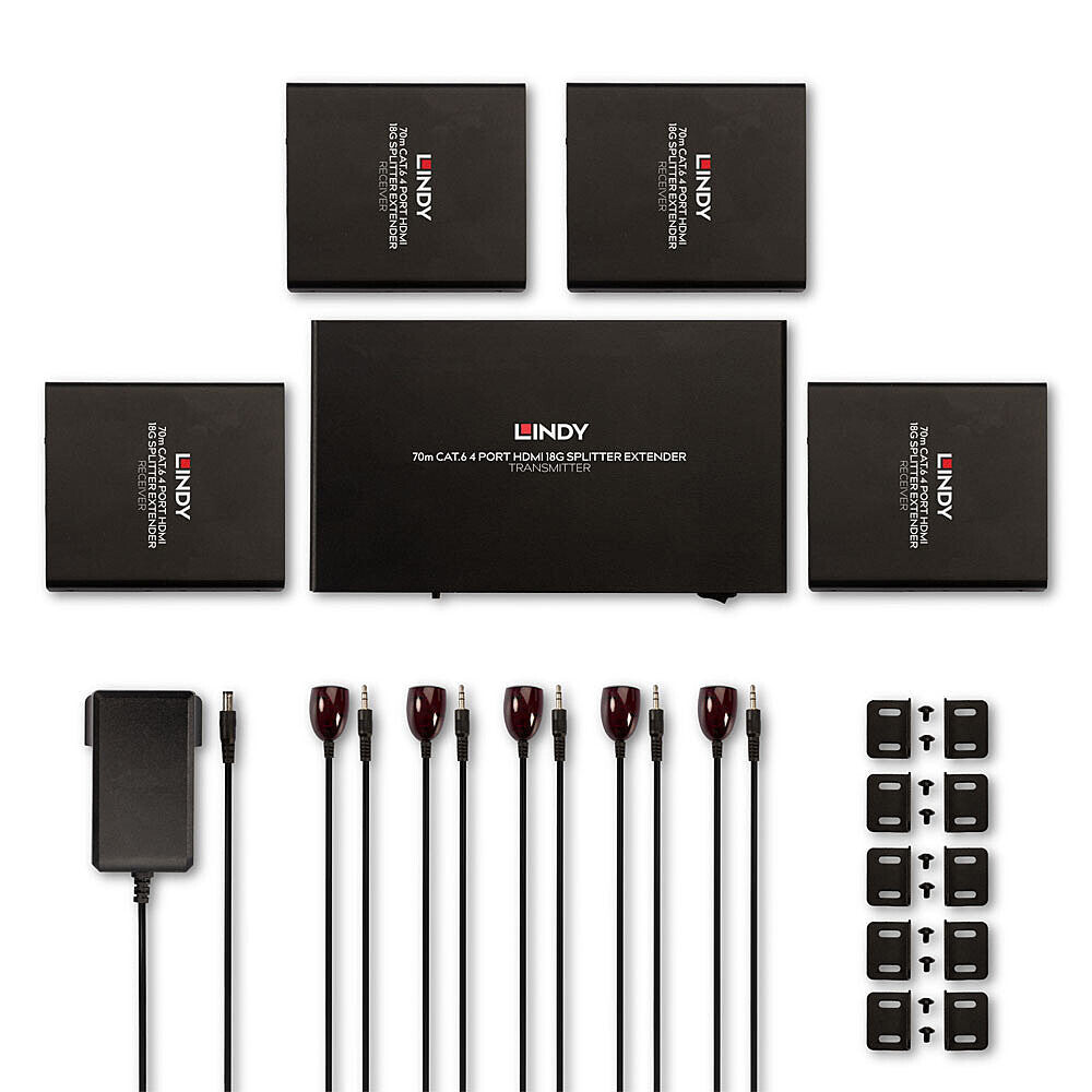 Lindy 70m Cat.6 4 Port HDMI 4K60 Splitter Extender
