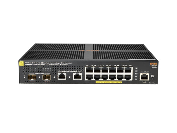 HPE Aruba 2930F 12G PoE+ 2G/2SFP+ Managed L3 Gigabit Ethernet (10/100/1000) Power over Ethernet (PoE) 1U Black