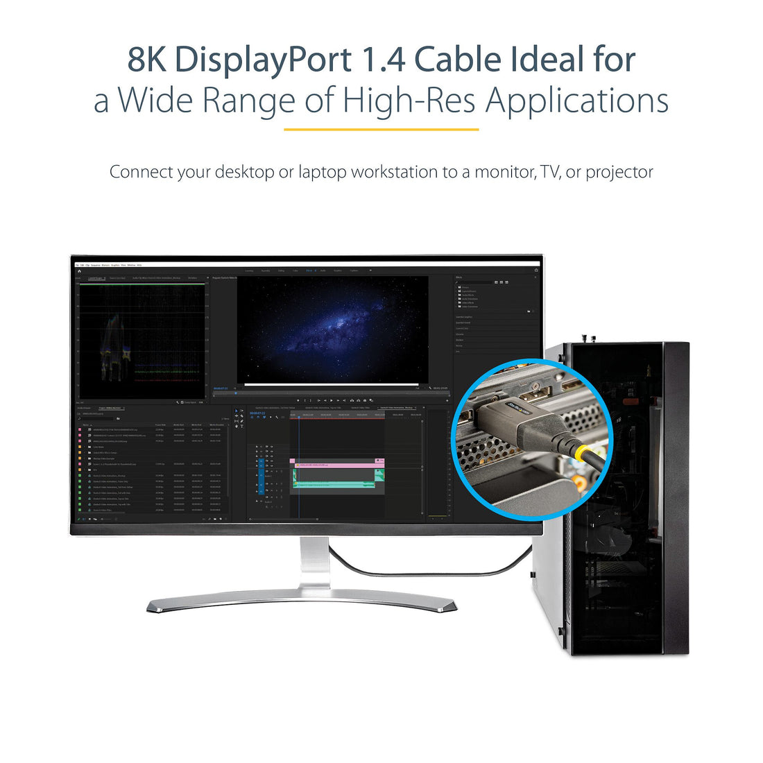 StarTech.com 10ft (3m) VESA Certified DisplayPort 1.4 Cable - 8K 60Hz HDR10 - Ultra HD 4K 120Hz Video - DP 1.4 Cable / Cord - For Monitors/Displays - DisplayPort to DisplayPort Cable - M/M