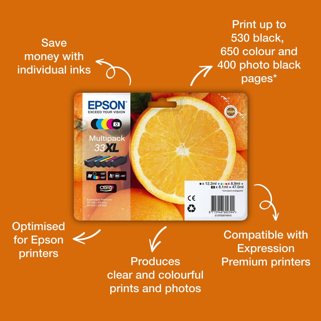 Epson Oranges 33 Claria Premium Single Photo Black Ink