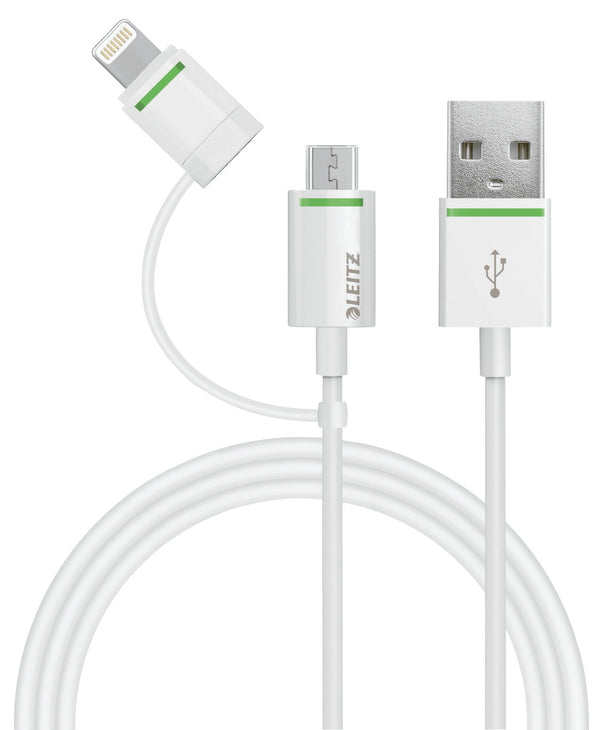 Leitz Complete Lightning and Micro USB Adapter to USB Cable, 1m