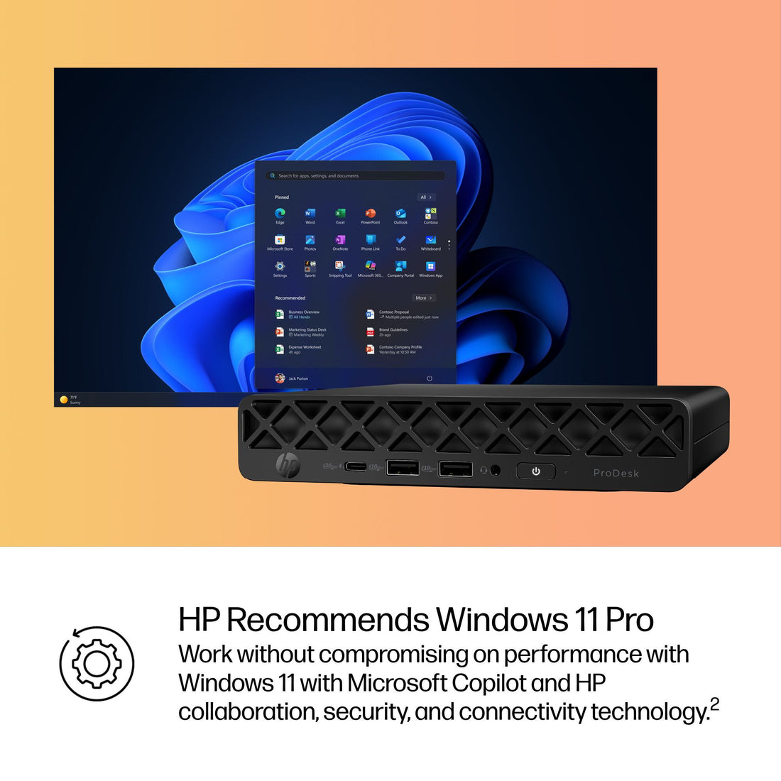 HP ProDesk 4 G1i AI PC Intel Core Ultra 5 225T 16 GB DDR5-SDRAM 256 GB SSD Windows 11 Pro Mini PC Black