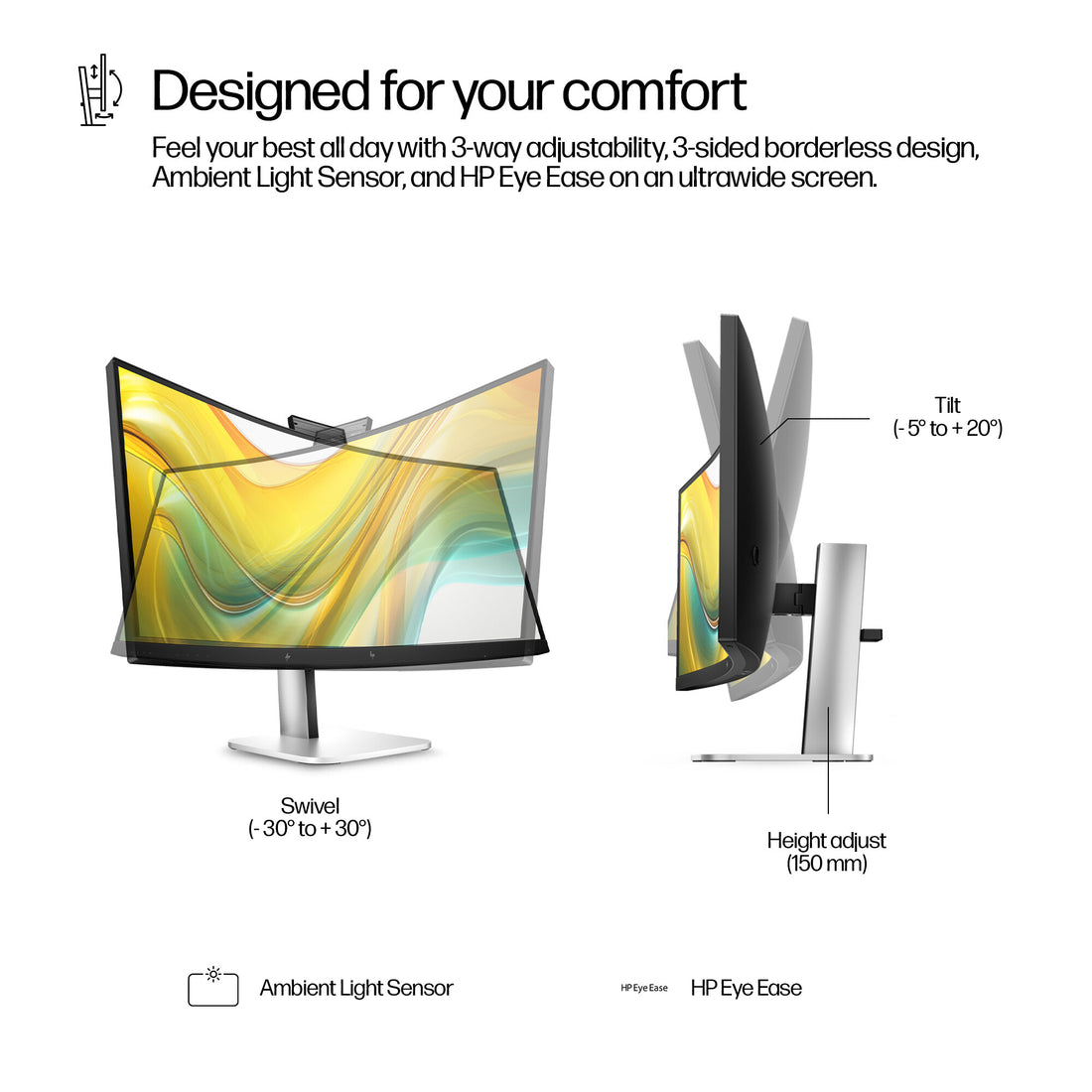 HP Series 5 Pro 34 inch WQHD USB-C Conferencing Monitor - 534pm PVC Free