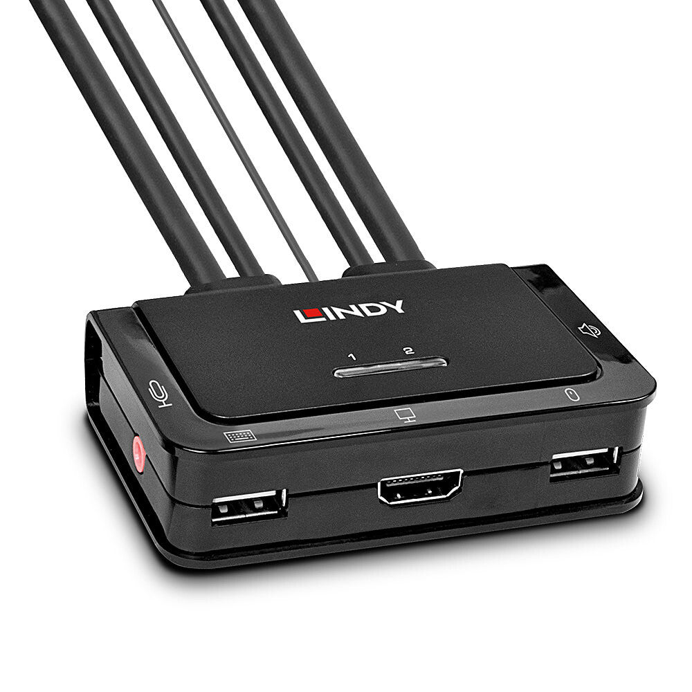 Lindy 2 Port HDMI 4K60, USB 2.0 and Audio Cable KVM Switch