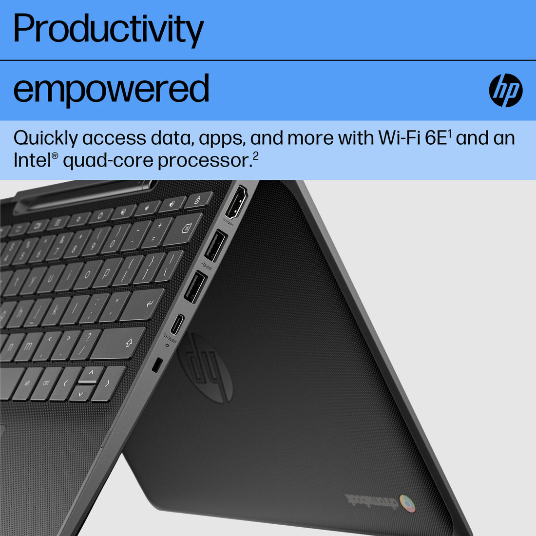 HP Fortis Flip G1i Chromebook Intel® N N150 29.5 cm (11.6") Touchscreen HD 8 GB LPDDR5x-SDRAM 64 GB eMMC Wi-Fi 6E (802.11ax) ChromeOS Black