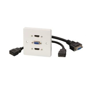 Lindy Dual HDMI and VGA Faceplate with 10cm trailing leads