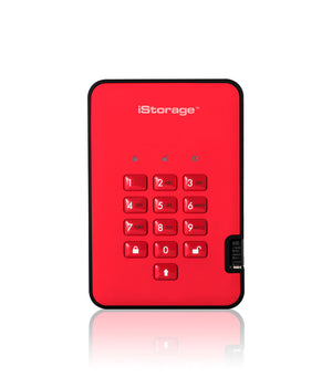 iStorage diskAshur² HDD 2TB Red | Secure Portable Hard Drive |AES-XTS 256-bit Hardware Encryption | PIN protected | OS & Platform Independent | TAA Compliant |Brute force hack defence | Dust/Water Resistant