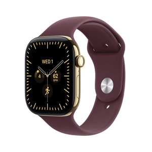 Apple Watch Series 12 GPS + Cellular 42mm Radiant Gold Titanium Case with Burgundy Sport Band - S/M