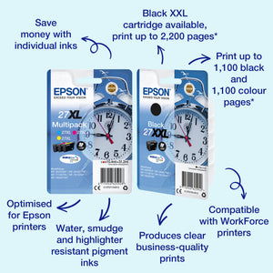 Epson Alarm clock Singlepack Cyan 27XL DURABrite Ultra Ink