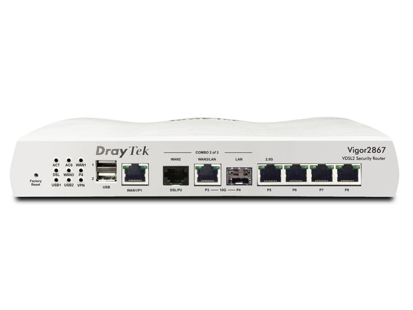 DrayTek Vigor 2867 wired router 10 Gigabit Ethernet, Gigabit Ethernet, 2.5 Gigabit Ethernet White