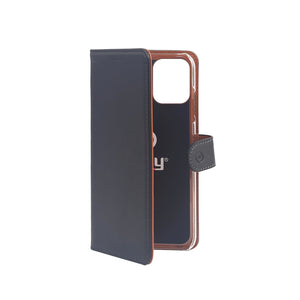 Celly Wally mobile phone case 13.7 cm (5.4") Folio Black, Brown