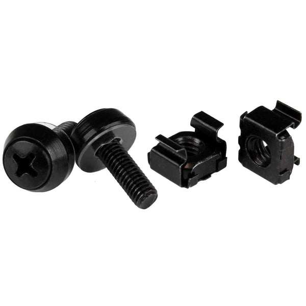 StarTech.com 50-Pack 10-32 12mm Screws, Washers and Square Hole Cage Nuts with Installation Tool, Hardware Mounting Kit for 19" or 10" Server Racks, Cabinets and Enclosures, Black - TAA